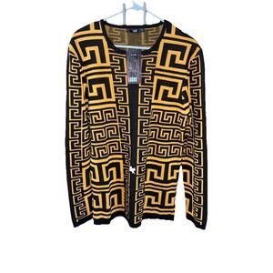 Lagos Black Yellow Sweater Long Sleeve Crew Neck Fitted Pullover New Men XL